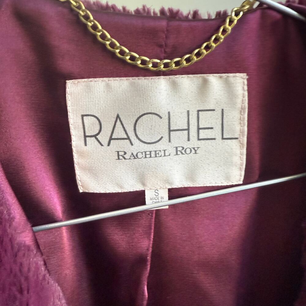 Rachel Roy sz‎ S cropped Y2k style Burgundy faux Fur Coat - Picture 4 of 8